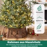 Kalėdinės eglutės stovas medinis su dekoratyvinėmis išpjovomis (Rūdžių ruda) – Paveikslėlis 5