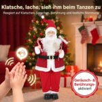 Kalėdų senelis 120 cm, animuotas, su judančia galva, rankomis ir muzika – Paveikslėlis 5