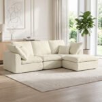 Kampinė modulinė sofa su šezlongu ir šenilo apmušalu – Paveikslėlis 2