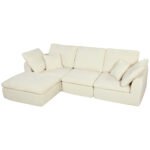 Kampinė modulinė sofa su šezlongu ir šenilo apmušalu