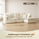 Kampinė modulinė sofa su šezlongu ir šenilo apmušalu – Paveikslėlis 3