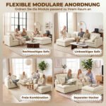 Kampinė modulinė sofa su šezlongu ir šenilo apmušalu – Paveikslėlis 4