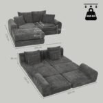 Kampinė sofa-lova modulinė, 76 cm gylio sėdimoji dalis, putų užpildas – Paveikslėlis 3