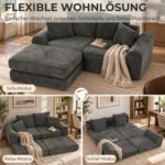 Kampinė sofa-lova modulinė, 76 cm gylio sėdimoji dalis, putų užpildas – Paveikslėlis 4