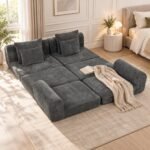 Kampinė sofa-lova modulinė, 76 cm gylio sėdimoji dalis, putų užpildas – Paveikslėlis 9
