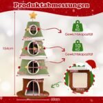 Katėms skirta draskyklė-namelis su keturiais aukštais kalėdinė (Žalia ir balta) – Paveikslėlis 2