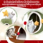 Katėms skirta draskyklė-namelis su keturiais aukštais kalėdinė (Žalia ir balta) – Paveikslėlis 3