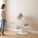 Katės draskyklė 115 cm su dviem guoliais, hamaku ir sisalo stulpais – Paveikslėlis 3