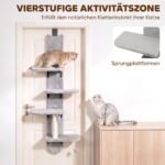 Katės laipynė ant durų su keturiomis platformomis ir sizaline draskykle – Paveikslėlis 6