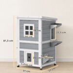 Katės namelis medinis 2 aukštų su asfaltuotu stogu 51 x 51 x 81,3 cm – Paveikslėlis 3