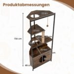 Katiniams draskyklė su nameliu ir trimis platformomis (Ruda) – Paveikslėlis 2