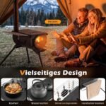 Kempingo krosnelė su stebėjimo langeliu ir 5 kaminų sekcijomis (Juoda) – Paveikslėlis 3