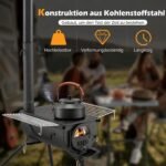 Kempingo krosnelė su stebėjimo langeliu ir 5 kaminų sekcijomis (Juoda) – Paveikslėlis 4