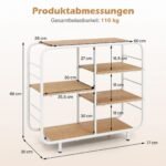 Knygų stovas su penkiomis lentynomis ir metaliniu rėmu (Natūrali) – Paveikslėlis 2