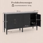 Komoda dvidurė su 4 lentynomis ir medinėmis kojelėmis (Juoda) – Paveikslėlis 2