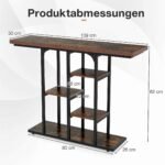 Konsolinis staliukas su keturiomis lentynomis ir plieniniu rėmu (Ruda) – Paveikslėlis 2