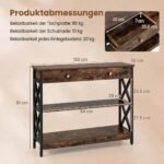 Konsolinis staliukas su stalčiumi ir dviem atviromis lentynomis (Ruda) – Paveikslėlis 2