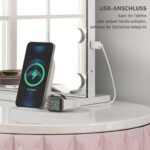 Kosmetinis veidrodis su 18 LED lempučių, 80x60 cm, USB jungtimi ir 10x didinimu – Paveikslėlis 4