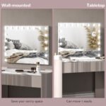 Kosmetinis veidrodis su 18 LED lempučių, 80x60 cm, USB jungtimi ir 10x didinimu – Paveikslėlis 8