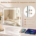 Kosmetinis veidrodis su apšvietimu USB jungtimi ir 360 laipsnių rotacija (Balta) – Paveikslėlis 5