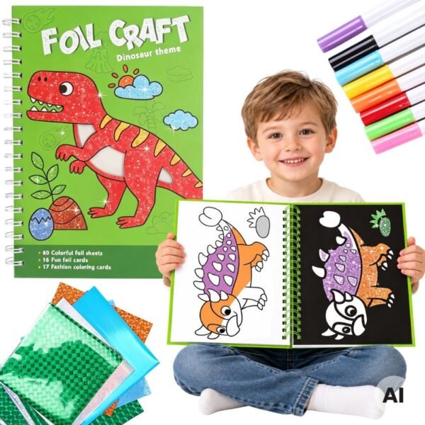 Kūrybinis rinkinys su dinozaurais ir folija