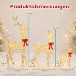 LED dekoracija elnių šeima su judančiomis galvomis (Auksinė) – Paveikslėlis 2