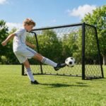Lauko futbolo vartai su metaliniu rėmu ir poliesterio tinklu (Juoda) – Paveikslėlis 2