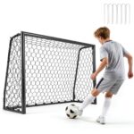 Lauko futbolo vartai su metaliniu rėmu ir poliesterio tinklu (Juoda) – Paveikslėlis 3