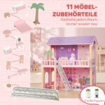 Lėlių namelis su 2 lėlėmis, 11 baldų, 2 aukštų, 69 cm aukščio – Paveikslėlis 5
