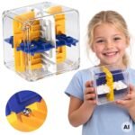 Loginis žaislas 3D kubas-labirintas su rutuliuku