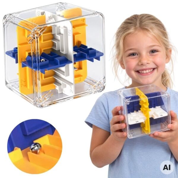 Loginis žaislas 3D kubas-labirintas su rutuliuku