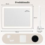 Makiažo veidrodis su LED apšvietimu ir trimis šviesos režimais 58 x 43 cm (Balta) – Paveikslėlis 2