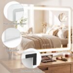 Makiažo veidrodis su LED apšvietimu ir trimis šviesos režimais 58 x 43 cm (Balta) – Paveikslėlis 5