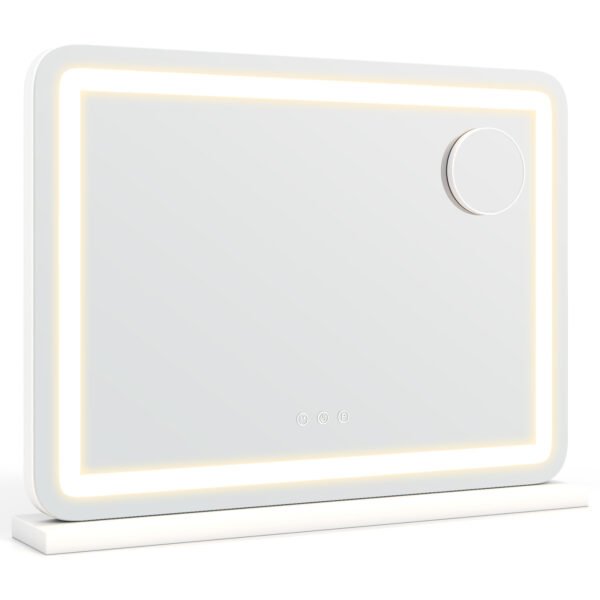 Makiažo veidrodis su LED apšvietimu ir trimis šviesos režimais 58 x 43 cm (Balta)