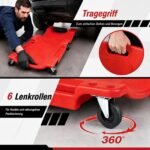 Mechaniko gultas su 6 ratukais ir įrankių dėtuvėmis 101 x 47 x 11 cm (Raudona) – Paveikslėlis 3