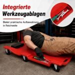 Mechaniko gultas su 6 ratukais ir įrankių dėtuvėmis 101 x 47 x 11 cm (Raudona) – Paveikslėlis 4
