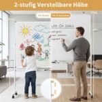 Mobilioji dvipusė lenta su stovu ir reguliuojamu aukščiu (Balta) – Paveikslėlis 5