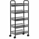 Mobilus metalinis stelažas su 5 lentynomis, 45x26x103 cm – Paveikslėlis 4