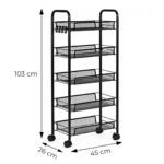 Mobilus metalinis stelažas su 5 lentynomis, 45x26x103 cm – Paveikslėlis 8