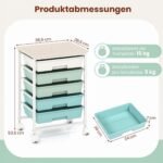 Mobilus organizatorius su darbiniu paviršiumi ir 5 stalčiais (Žalia) – Paveikslėlis 2