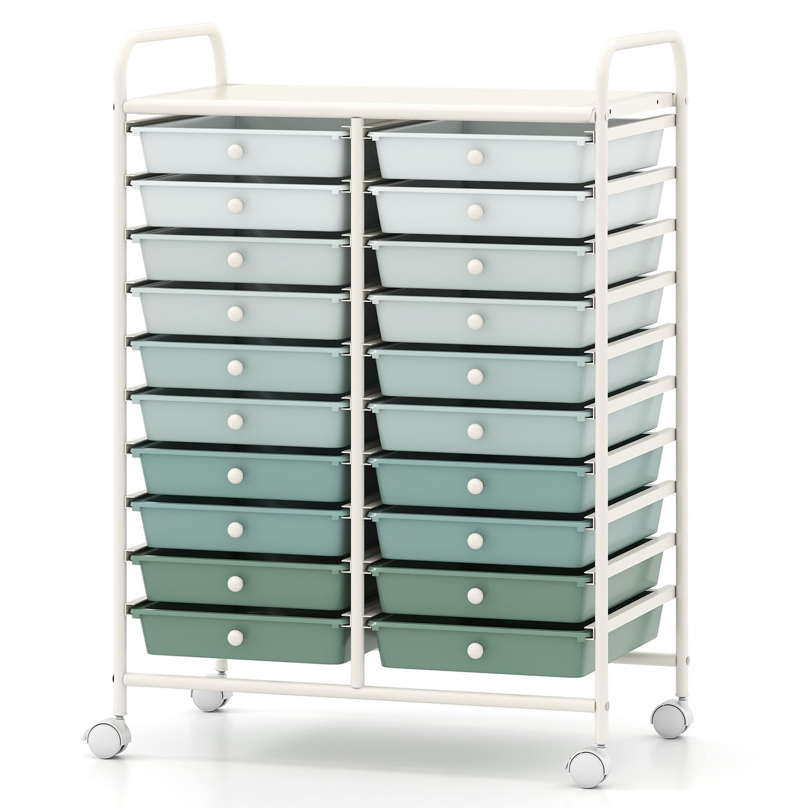 Mobilus organizatorius su metaliniu rėmu ir 20 stalčių (Žalia) Mobilus organizatorius su metaliniu rėmu ir 20 stalčių (Žalia)