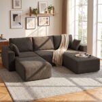 Modulinė U formos sofa 287 cm su kordiniu audiniu ir porolono užpildu – Paveikslėlis 10