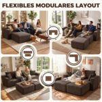 Modulinė U formos sofa 287 cm su kordiniu audiniu ir porolono užpildu – Paveikslėlis 4