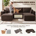 Modulinė U formos sofa 287 cm su kordiniu audiniu ir porolono užpildu – Paveikslėlis 5