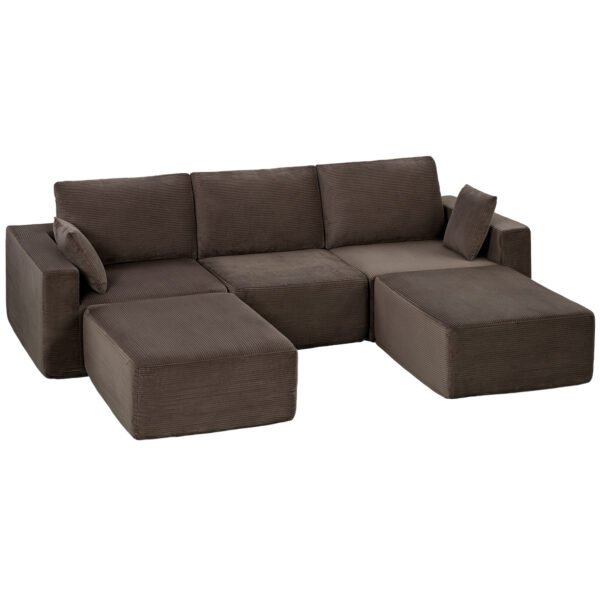 Modulinė U formos sofa 287 cm su kordiniu audiniu ir porolono užpildu