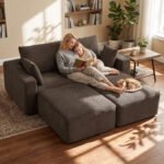 Modulinė U formos sofa 287 cm su kordiniu audiniu ir porolono užpildu – Paveikslėlis 8