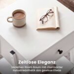 Naktinis staliukas medinis su stalčiumi ir atvira lentyna (Balta) – Paveikslėlis 3