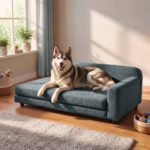 Ortopedinė šunų sofa XL su išimama pagalve ir 5 cm kojelėmis iki 35 kg šunims – Paveikslėlis 2