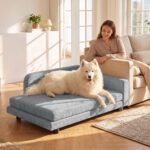 Ortopedinė šunų sofa XL su išimama pagalve ir 5 cm kojelėmis iki 35 kg šunims – Paveikslėlis 10
