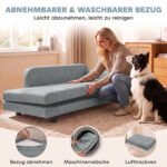 Ortopedinė šunų sofa XL su išimama pagalve ir 5 cm kojelėmis iki 35 kg šunims – Paveikslėlis 6